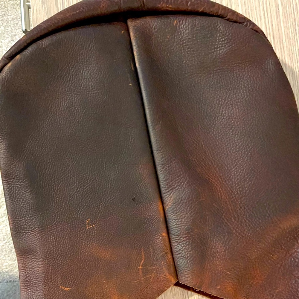 Elegant Brown and Tan Hobo Bag with Blue Handle - Picture 7 of 8